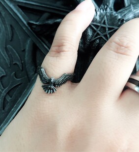 Alchemy Gothic R232 Ravenett哥特渡鸦摇滚朋克戒指指环白镴欧美