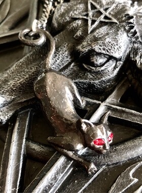 Alchemy Gothic P816 Cat Sith万圣节黑猫吸血鬼哥特朋克项链