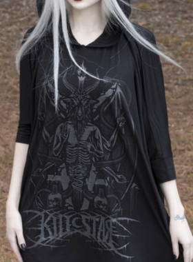 KILLSTAR哥特暗黑亚文化Asura蝙蝠摇滚朋克连帽巴风特连衣裙