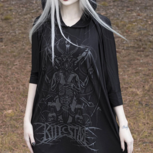 KILLSTAR哥特暗黑亚文化Asura蝙蝠摇滚朋克连帽巴风特连衣裙