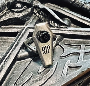 Alchemy Gothic R235 RIP Rose黑玫瑰哥特棺材吸血鬼摇滚戒指指环