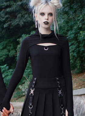 暗黑哥特KILLSTAR SIOBHAN摇滚朋克街头亚文化甜酷露沟长袖上衣