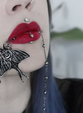 哥特月光飞蛾暗夜摇滚朋克项链