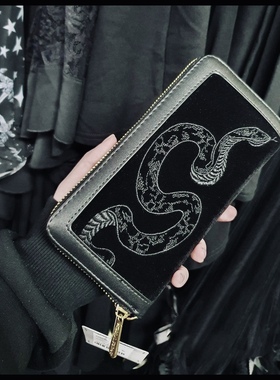 KILLSTAR暗黑哥特Hiss Me灵蛇复古吸血鬼丝绒拉链钱包钱夹
