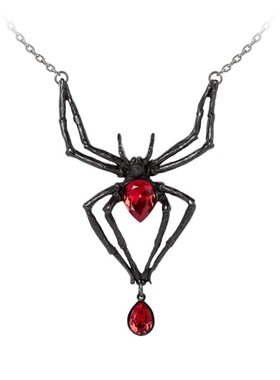 Alchemy BLACK WIDOW P432B 黑寡妇暗黑哥特风炭黑色蜘蛛水晶项链
