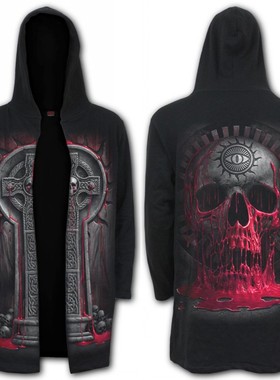 英国SPIRAL D087M478 BLEEDING SOULS流血灵魂骷髅十字架开衫风衣