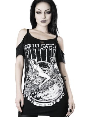 潮牌KILLSTAR Night Rider哥特朋克摇滚魔女山羊露肩吊带T恤