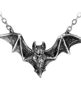 Alchemy Gothic P597 OM STRYGIA暗黑哥特风锡制振翅蝙蝠吊坠项链