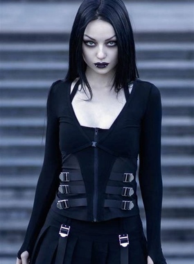 美国潮牌KILLSTAR Rituel哥特朋克摇滚重金属黑防晒长袖披肩小衫