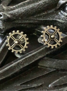Alchemy Gothic E353 Industrilobe齿轮蒸汽朋克哥特复古赛博耳钉