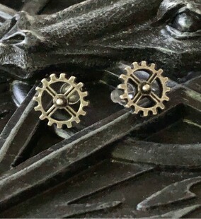 Alchemy Gothic E353 Industrilobe齿轮蒸汽朋克哥特复古赛博耳钉