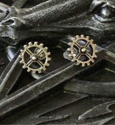 Alchemy Gothic E353 Industrilobe齿轮蒸汽朋克哥特复古赛博耳钉