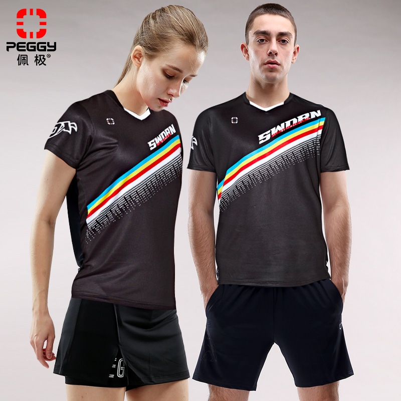 韩国进口佩极羽毛球服男女款短袖短裤速干健身乒乓球网球服