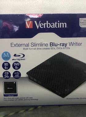 威宝VERBATIM 66718外置光驱USB接口便携BD-R移动蓝光刻录机 支持