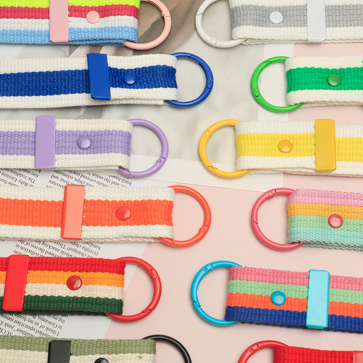 韩国ins风diy彩虹钥匙扣布贴钥匙姓名挂绳包包钥匙链水杯挂带防丢