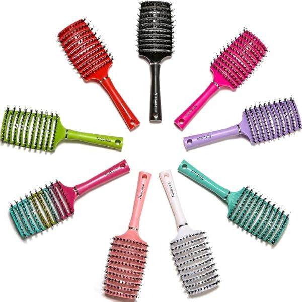 亚马XUN同款高品质鬃毛梳镂空曲面空心梳 按摩梳化妆师造型梳子J5