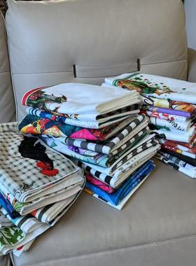 2条装茶巾厨房多用毛巾吸水餐桌垫巾多功能运动巾毛巾D42