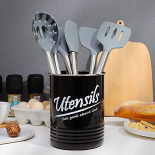 桌面不锈钢厨具收纳桶储物罐多用途收纳筒V3 北欧风极简风格