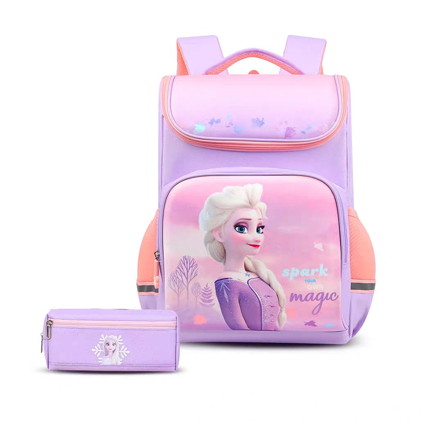迪士尼冰雪奇缘艾莎书包小学生女孩大容量减负护脊书包2-4年级