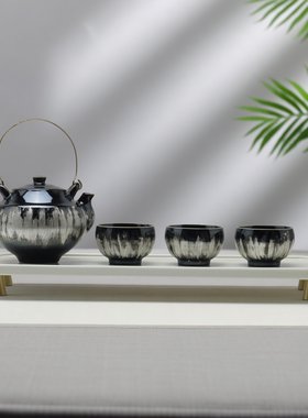 现代新中式陶瓷茶具托盘套装茶壶茶杯酒店客厅茶室装饰摆件高级感