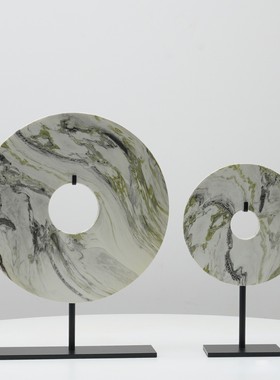 现代简约新中式树脂圆形摆件