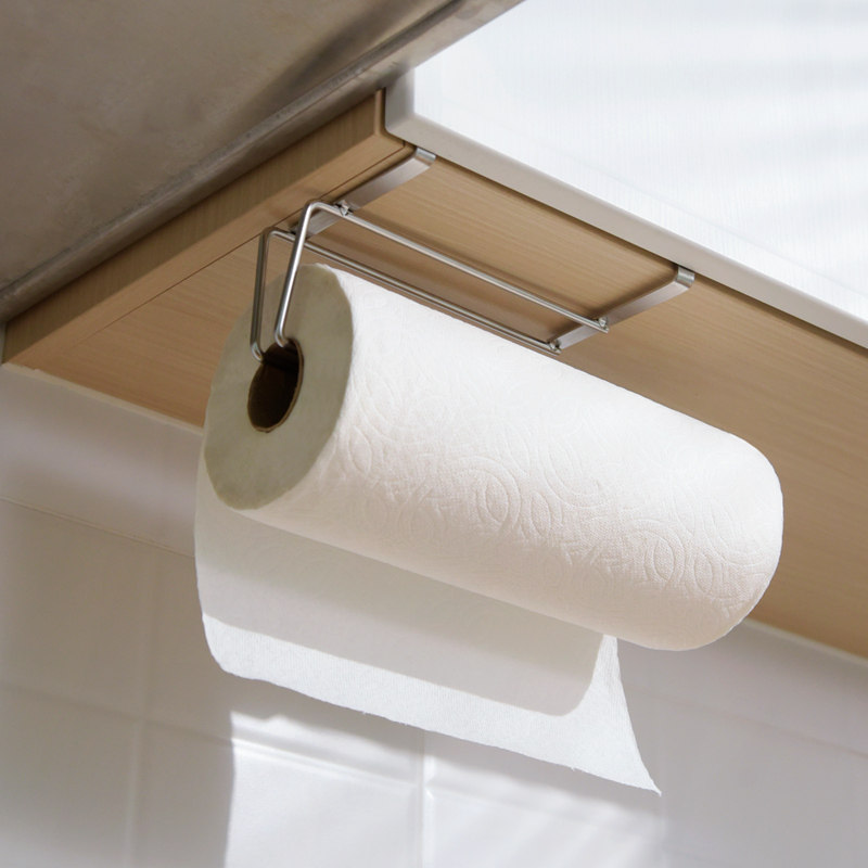 不锈钢厨房卷筒卫生纸架悬挂式吊柜下懒人抹布收纳支架保鲜袋膜挂,收纳整理,纸巾架,淘宝优惠券,粉丝福利购,淘宝优惠卷