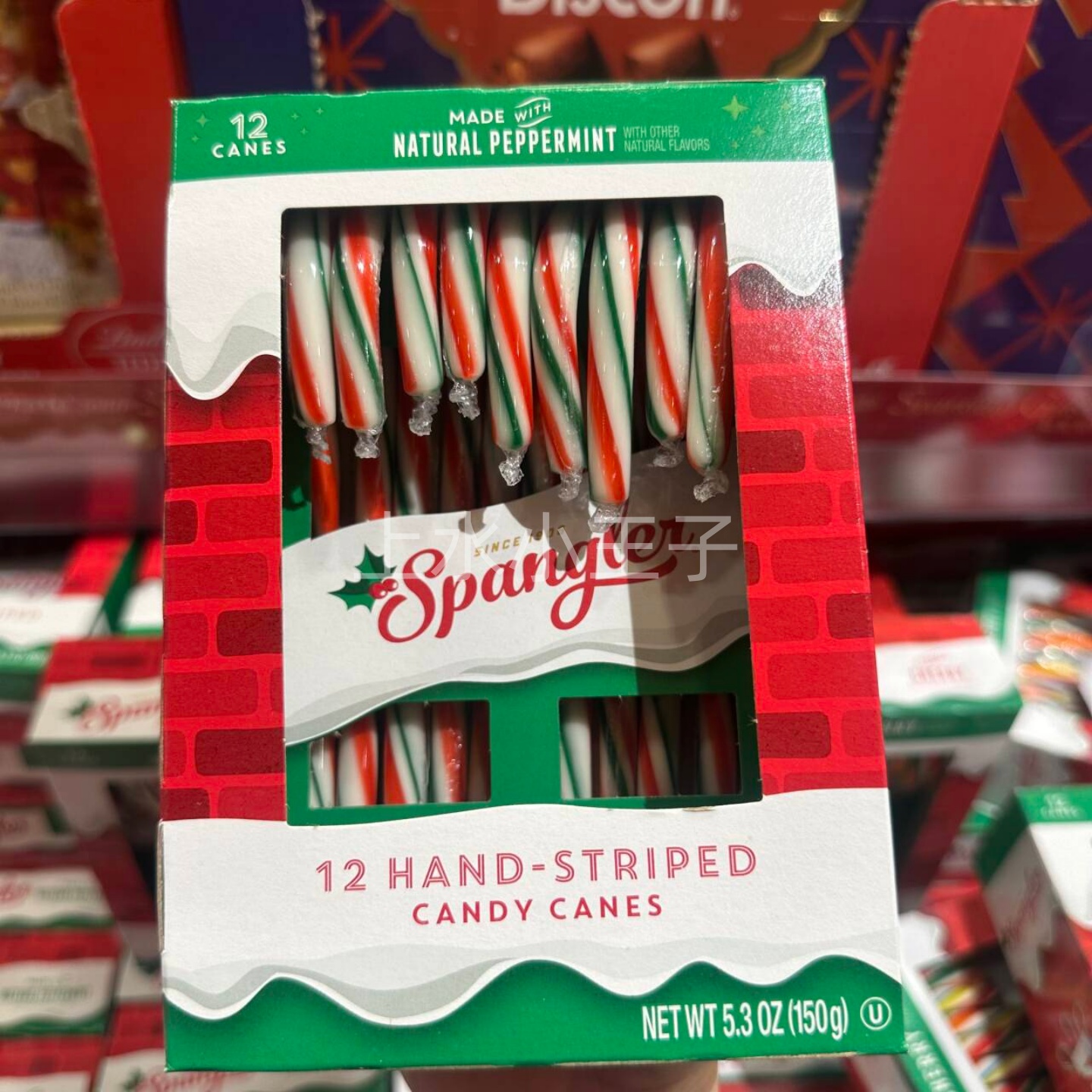 香港代购圣诞限定薄荷冬青树士的糖12支装手摇条纹糖果棒棒糖