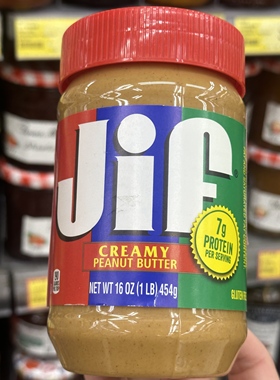 香港代购美国Jif积富Creamy  Peanut BUtter幼滑花生酱454g面包酱
