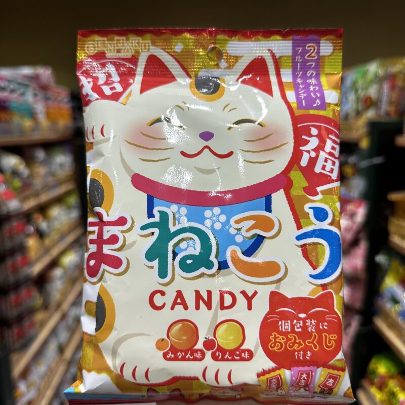 香港代购进口日本扇雀饴招财猫果汁糖46g儿童解馋糖果小零食