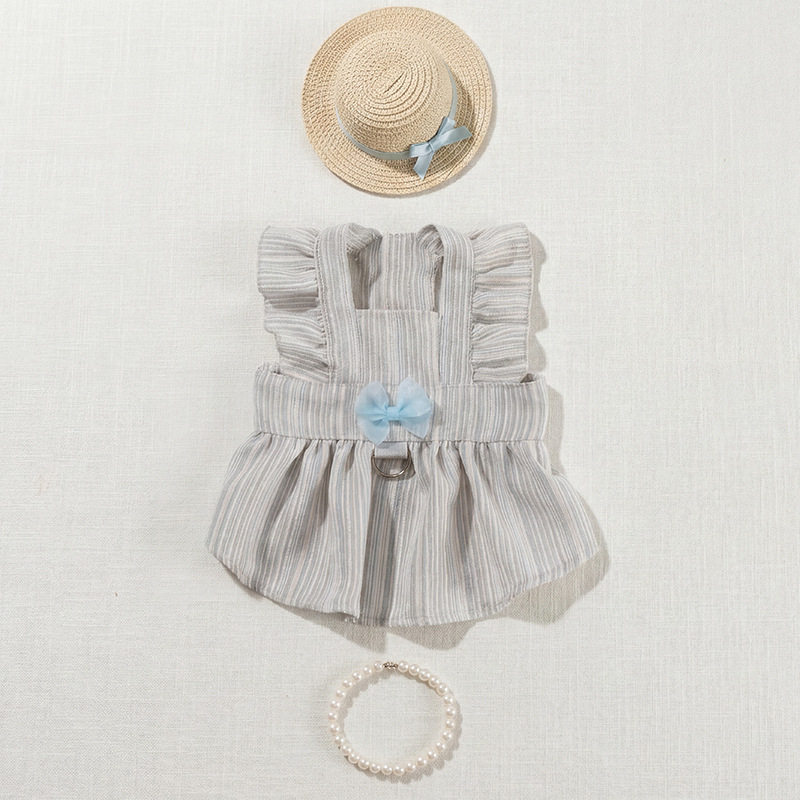 春夏季宠物INS条纹公主连衣裙狗宠物服装/雨衣