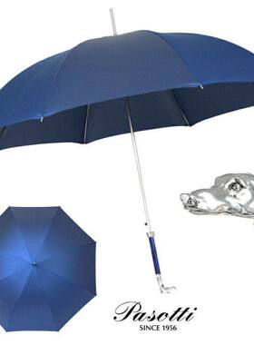 意大利Pasotti雨伞长柄伞男士新款蓝色猎犬晴雨伞直柄防晒遮阳伞