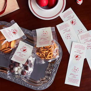 新款饼干袋子卡片页眉烘焙牛轧糖雪花酥包装袋自封食品袋卡头圣诞