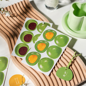 饰卡片搭配贴 礼盒子diy装 日式 手绘青团子吊牌烘焙手工清明果包装