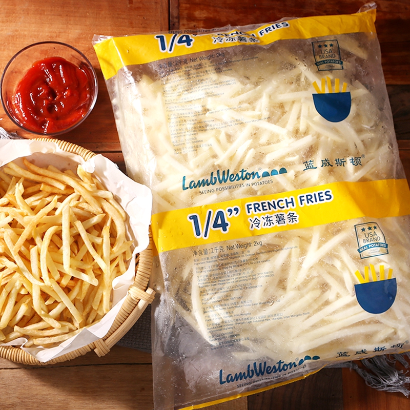 冷冻薯条2KG蓝威斯顿空气炸锅油炸小吃笑脸薯饼家用早餐半成品
