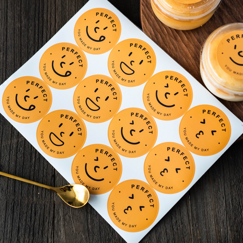 可爱表情贴纸布丁烧饮料烘焙甜品