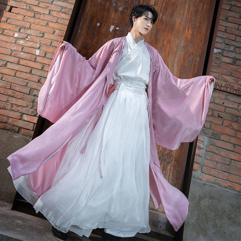 원래 HANFU 디자인 일반 둥근 목 가운 남성과 여성을 위한 동일한 스타일 중국 스타일의 고대 의상 자수 일일 커플 스타일 가을 겨울 의류