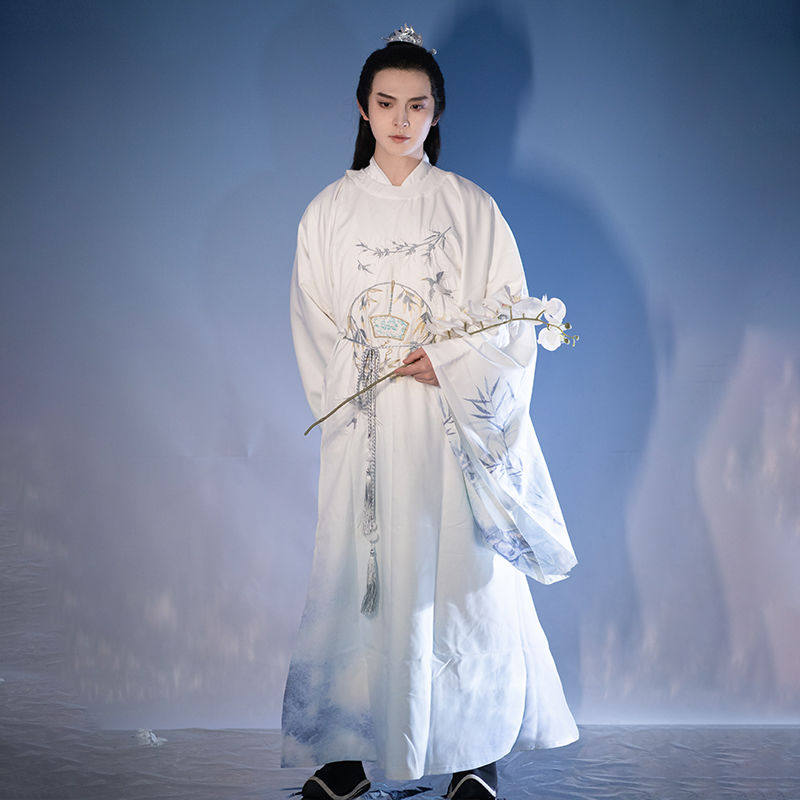 원래 HANFU 당나라에서 만든 둥근 목 가운 정장 중국 스타일의 새로운 남성 명나라에서 만든 도교 가운 남자 당나라 정장 한 요소 고대 의상