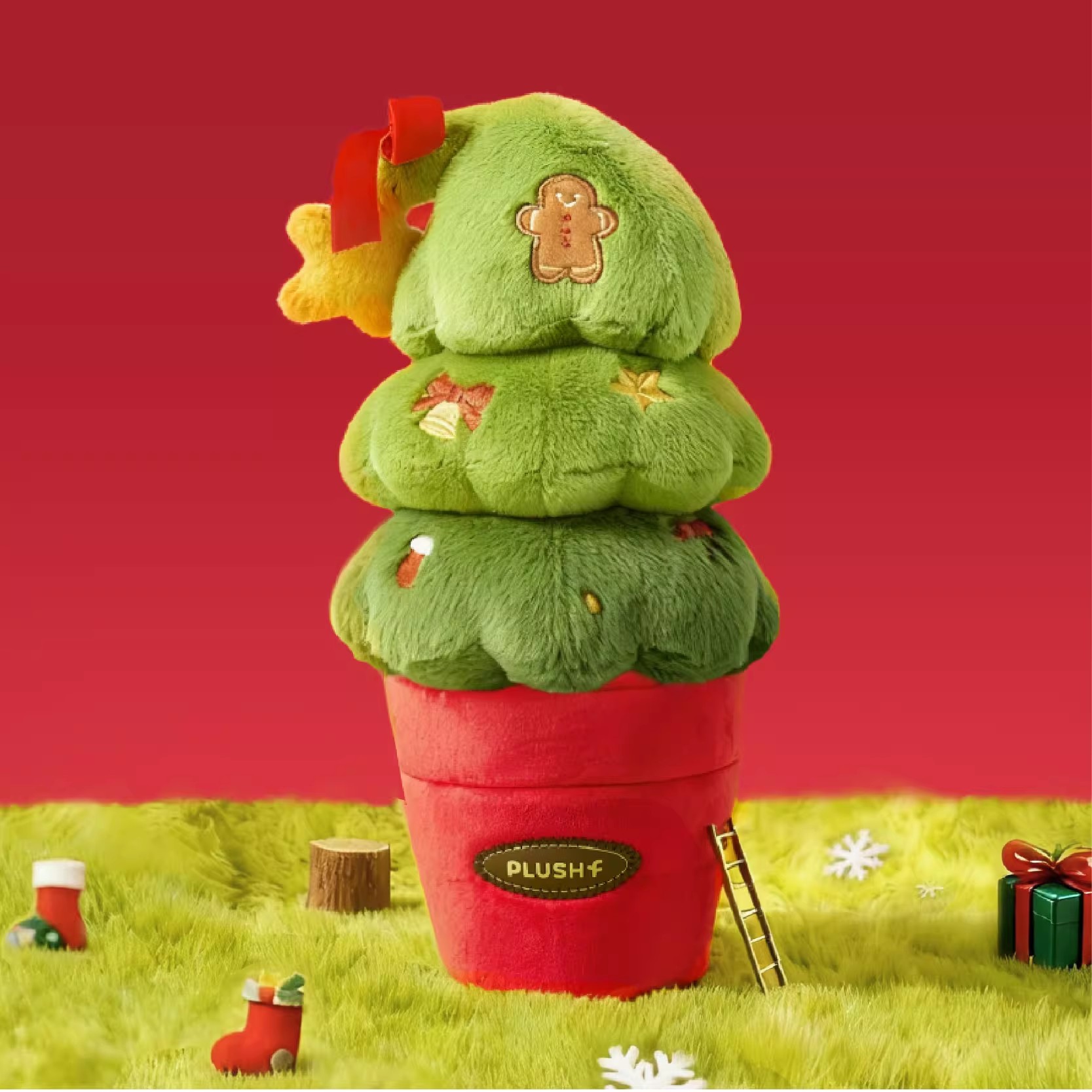 歪脖子圣诞树毛绒玩具创意摆件