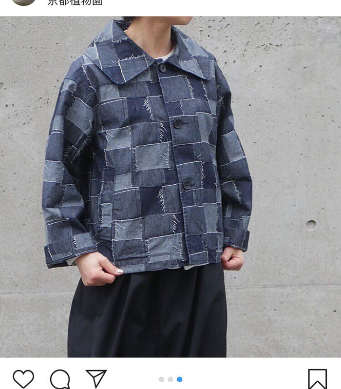 拼接常规牛仔拼接女式格税短外套