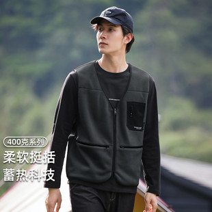 拓路者400g摇粒绒背心男士V领加绒马甲秋冬户外保暖针织抓绒马褂