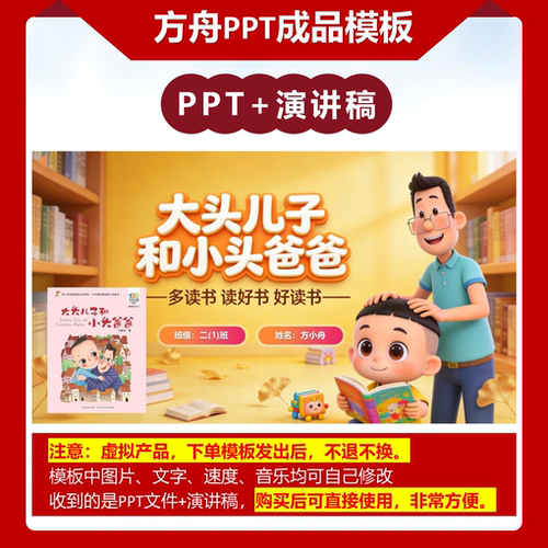 L-0229  《大头儿子和小头爸爸》二年级读书分享PPT模板