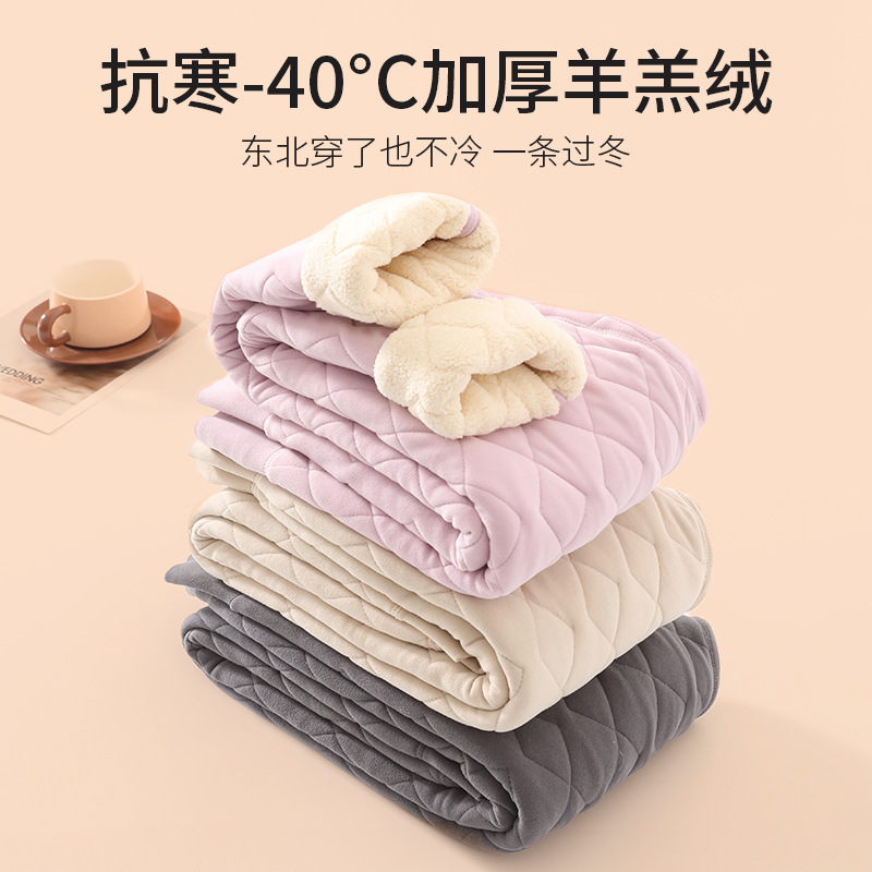 羊毛羊羔绒高腰亲肤棉裤弹力贴身2025冬女四层夹棉加绒加厚保暖裤