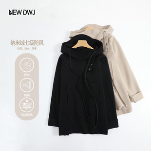 580克纳米绒宽松连帽卫衣外套冬防风保暖中长学院风少女时尚 绒衫