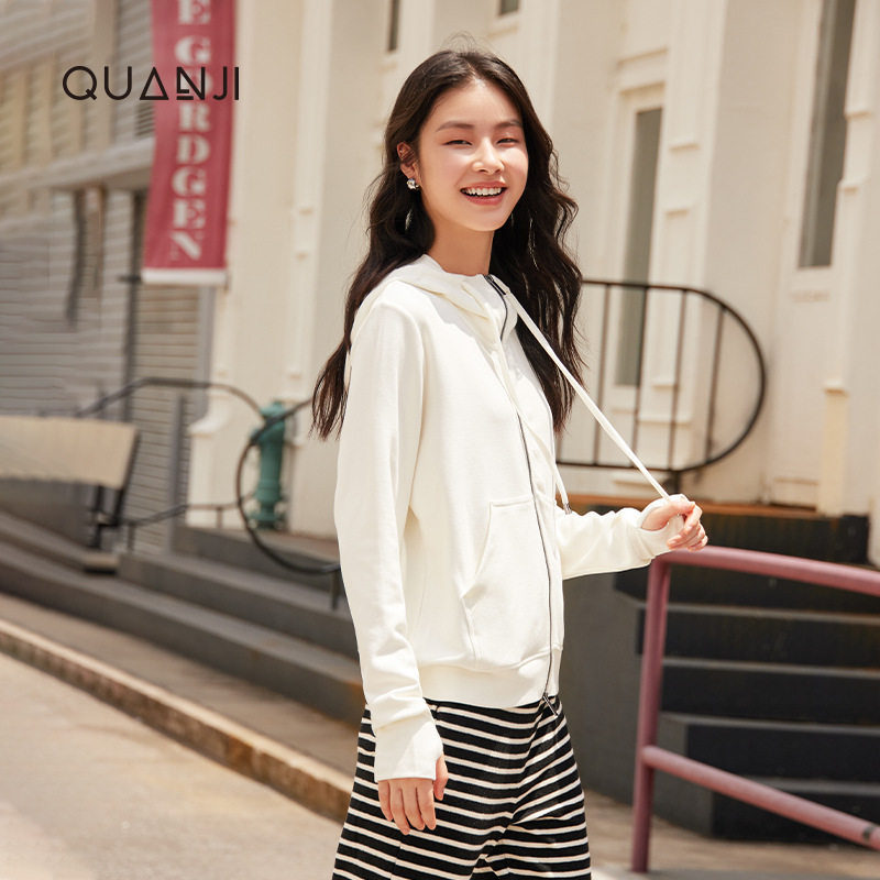 女软糯连帽护手袋鼠兜开襟卫衣外套拉链垂顺显瘦短上衣运动外套女,女装/女士精品,卫衣/绒衫,淘宝优惠券,粉丝福利购,淘宝优惠卷