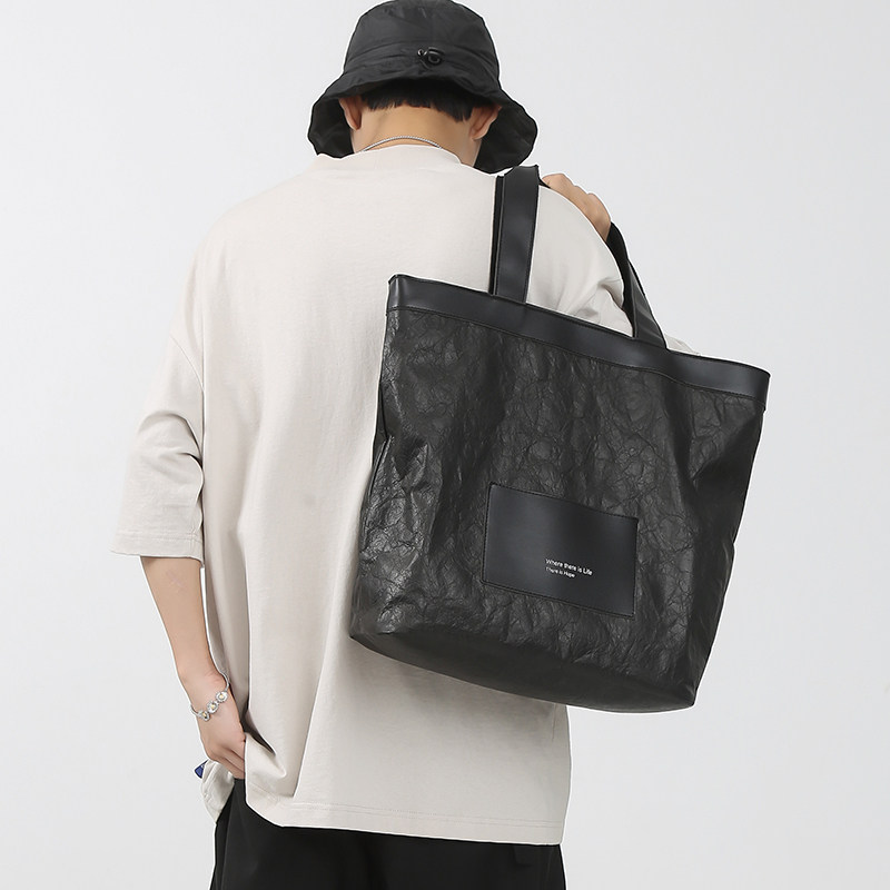 男士包包黑色新款时尚手提包ins潮大容量托特包上课包街头单肩包,箱包皮具/热销女包/男包,男士包袋,淘宝优惠券,粉丝福利购,淘宝优惠卷