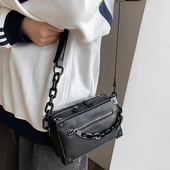 斜挎包男潮牌挎包日系pu盒子包男士 包包简约小包男生背包单肩包潮