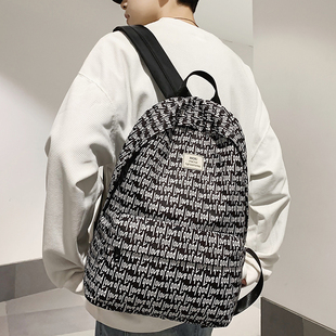 书包男美式 大容量背包 潮流印花双肩包字母大学生初中高中男生时尚