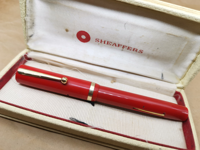 4141 好品级 超稀有犀飞利原版平顶OS超大大红赛璐珞14K 秘书长尖