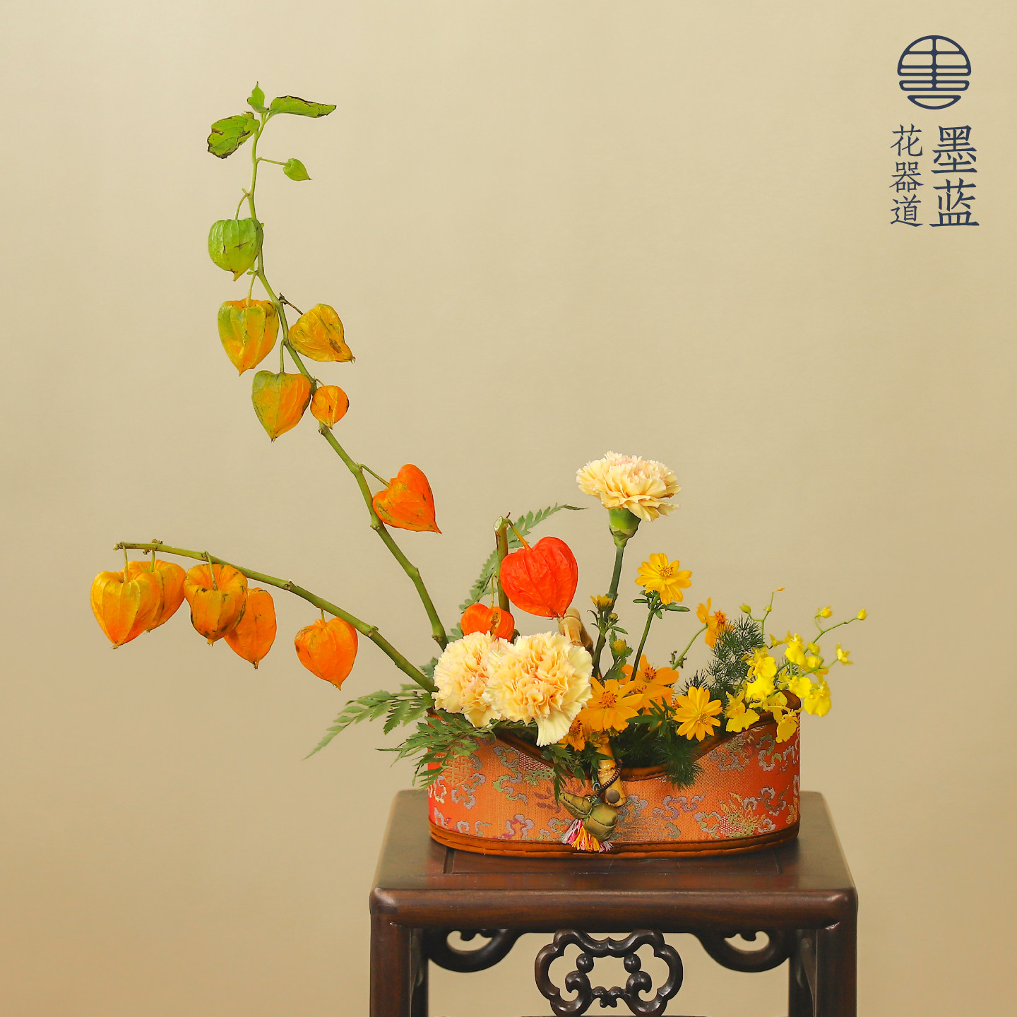 手工竹编插花花篮禅意中式古典花艺篮中华花艺花道插花器皿