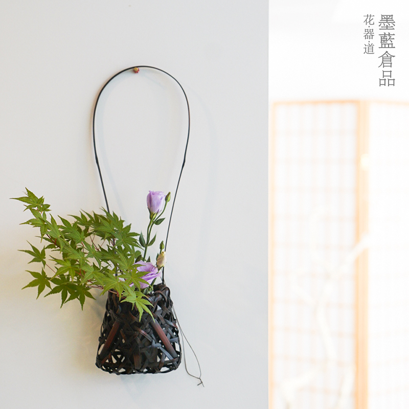 手工壁挂竹编小花篮花器 玄关客厅墙面装饰创意摆设插花花艺